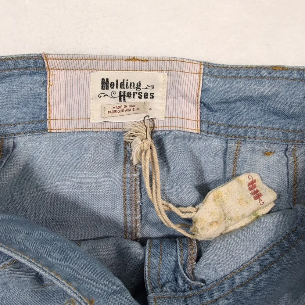 Holding Horses Denim Maxi Skirt Women 4 Slit Boho Western Grunge Y2K Jean A-Line - Picture 5 of 8